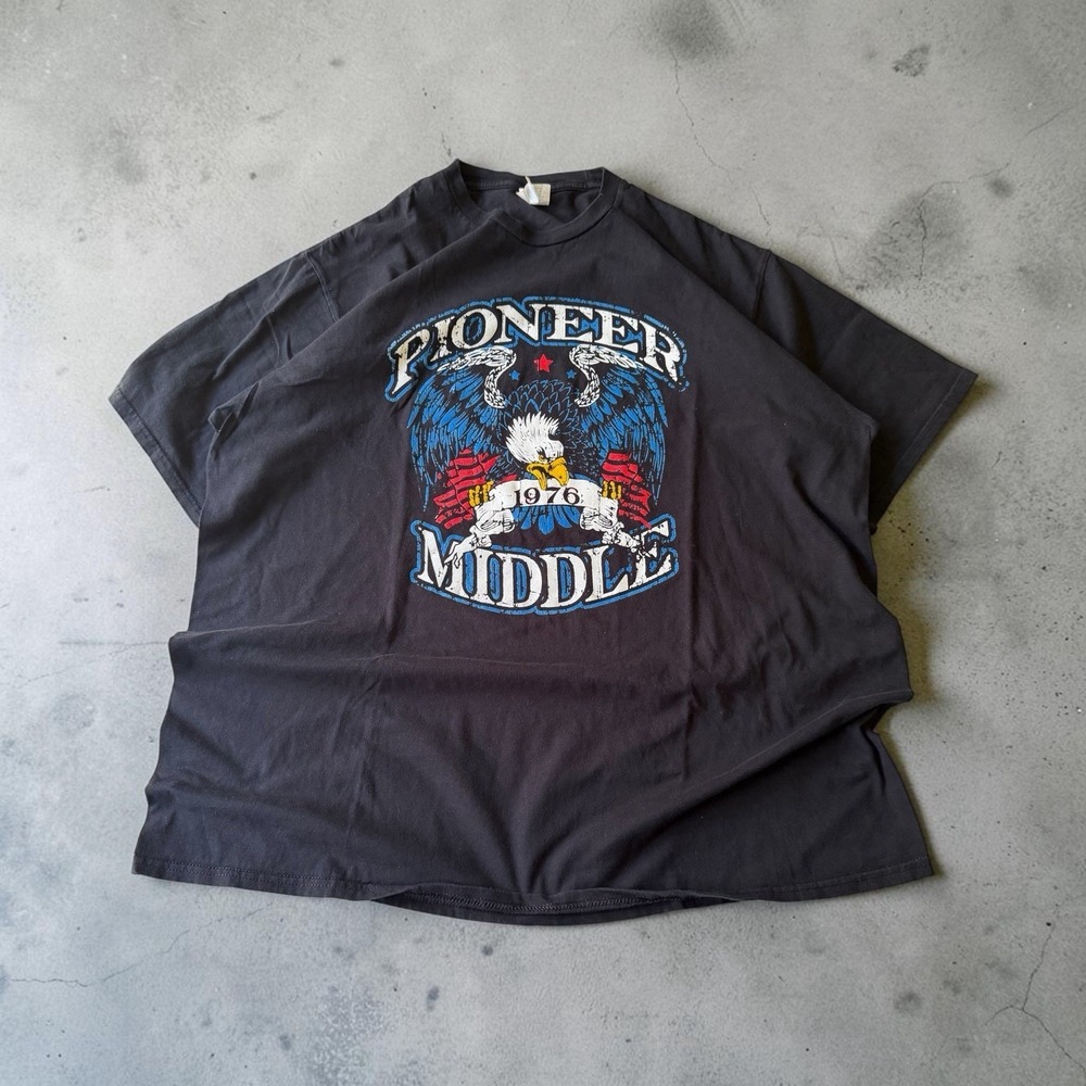 Vintage Pioneer Middle 1976 Eagle Biker Style Graphic T Shirt XL